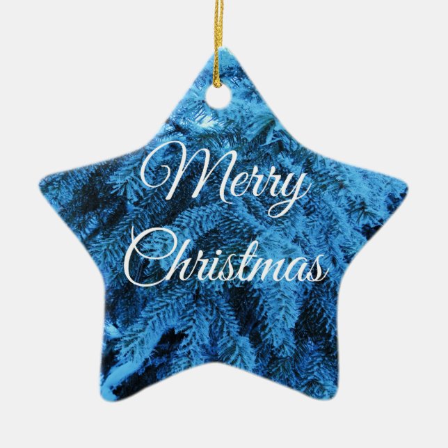 God jul Snowy Forest Spruce Star Julgransprydnad Keramik (Framsidan)