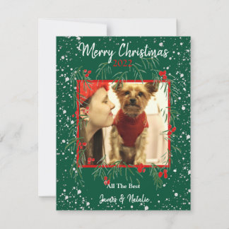 God jul Snowy WAN Anpassningsbar Family Julkort