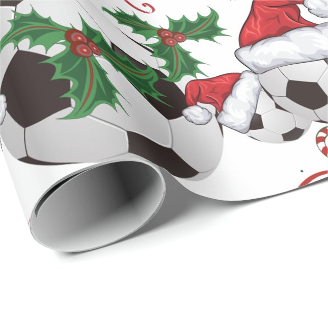 God jul Soccer Ball Santa Presentpapper (Rullad Hörn)