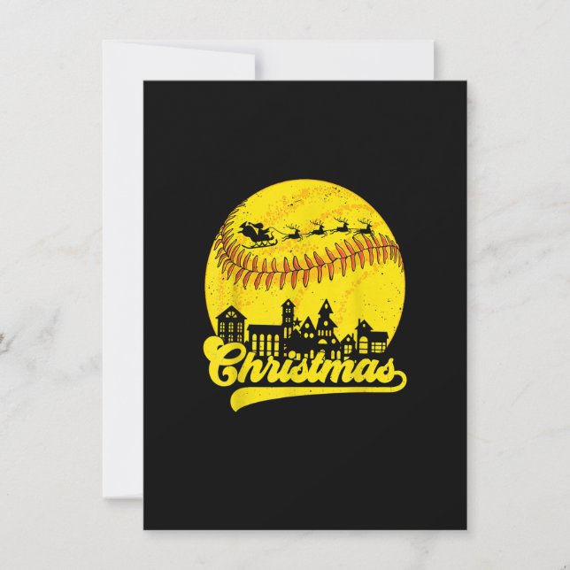 God jul Softball Santa Elf Reindeer Baseba Inbjudningar (Framsida)