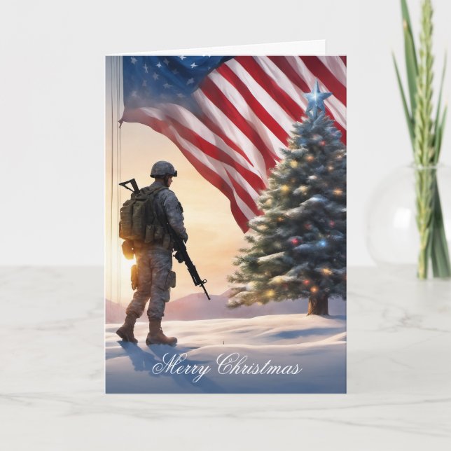 God jul Soldat - Viktat gratulationskort Kort (Framsida)