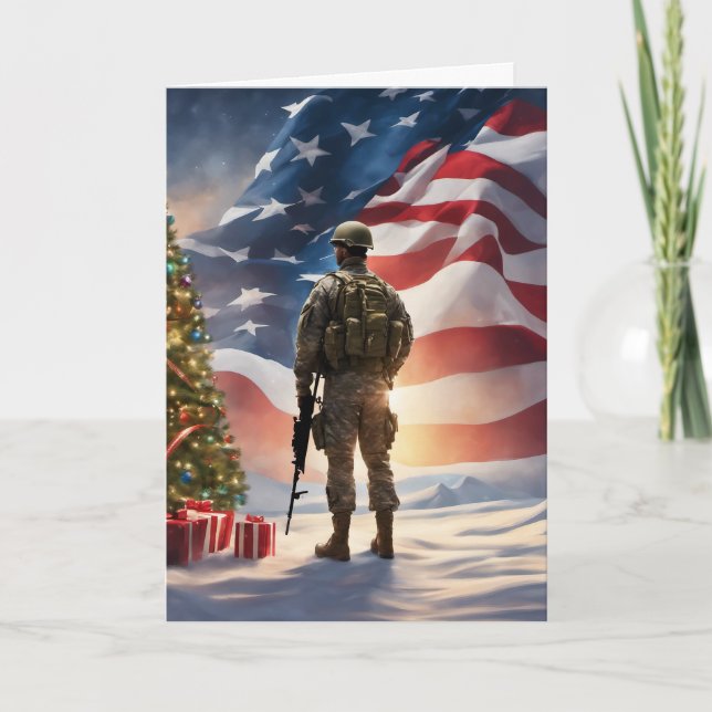 God jul Soldat - Viktat gratulationskort Kort (Framsida)