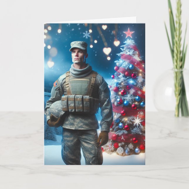 God jul Soldat - Viktat gratulationskort Kort (Framsida)