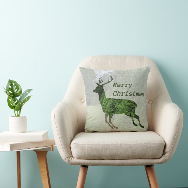 God jul som lämnar Hjort Dekorativ kudde (Stol)