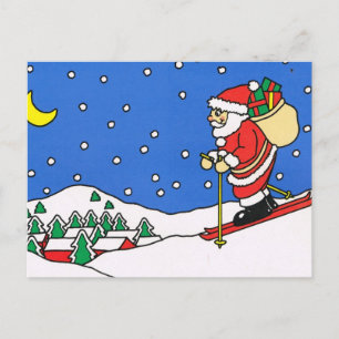 God jul som skidar Santa Helg Vykort