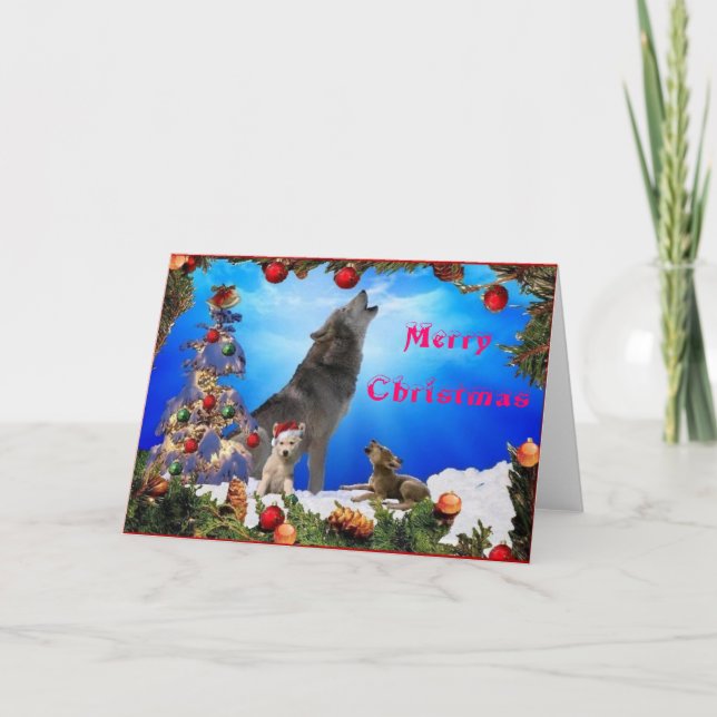 God jul som tjuter vargkortet helgkort (Framsida)