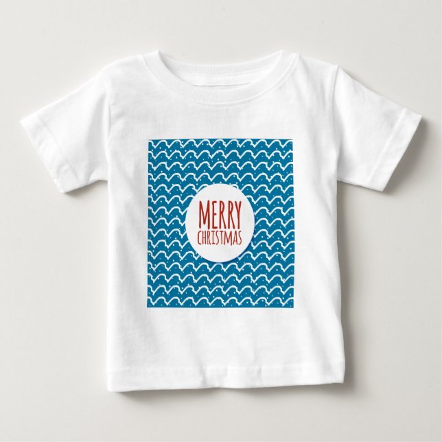 God Jul Sömlös Mönster Blå Textur T Shirt (Framsida)