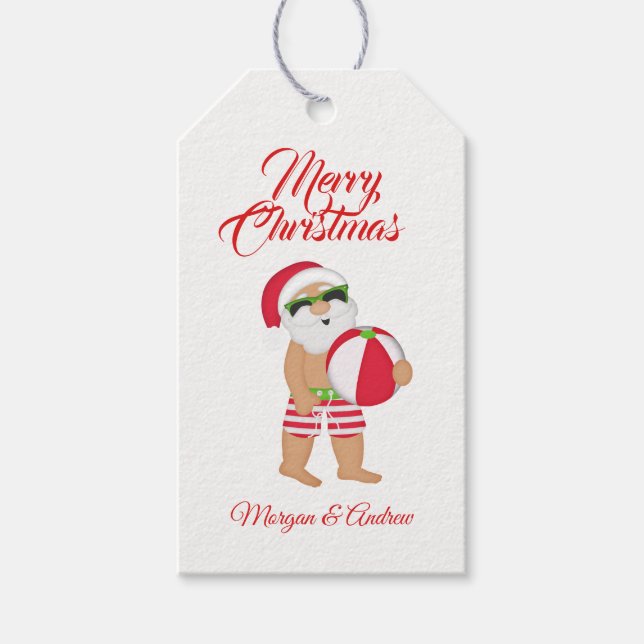 God jul Sommar Jultomten Beach Boll Presentetikett (Framsidan)