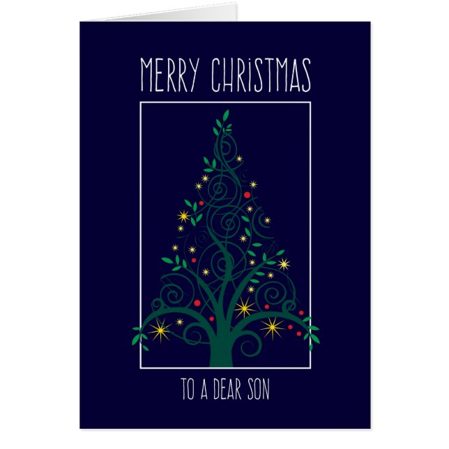 God jul Son, färgstarka Träd Swirls OBS Kort (Framsidan)
