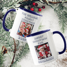 God jul Son Photo Navy Blue & White Mugg