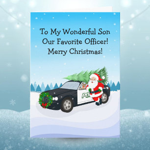 God Jul Son Polis Officer Santa Cop Bil Kort