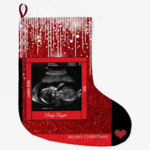 God jul Sonogram Baby kommer snart Stor Julstrumpa