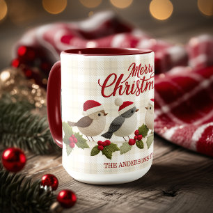 God Jul Söt Broderade Fåglar Namn Mugg
