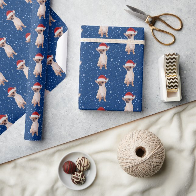God Jul Söt Chihuahua Tomte Presentpapper (Hantverk)