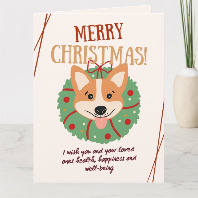 God Jul Söt Corgi-kort Kort (Framsida)