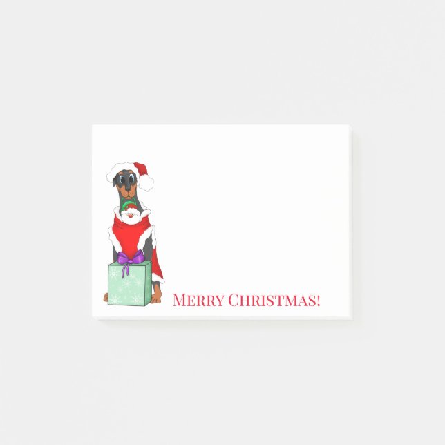 God Jul Söt Dobermann Jul Post-it Block (Framsida)