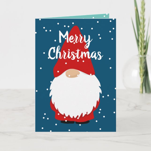 God jul söt gnom i anpassningsbarna snö tecknad helgkort (Framsida)
