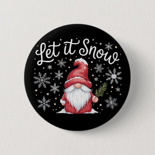God Jul Söt Gnome Låt Det Snöa Vinter Knapp