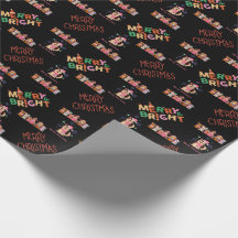 God jul söt hundar Black Wrapping Papper
