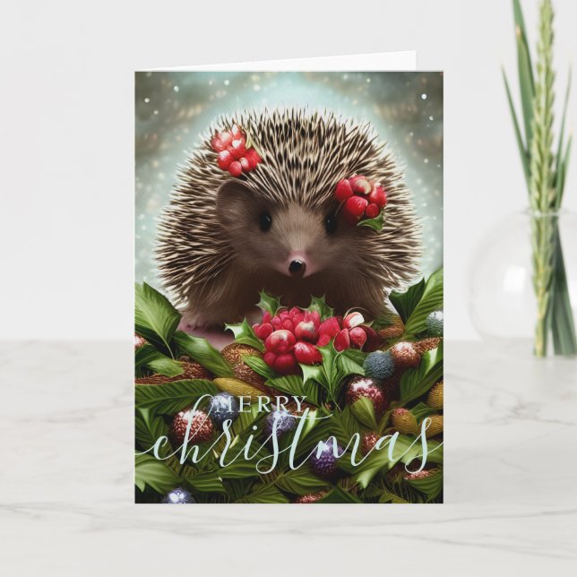 God Jul Söt Igelkott Helgkort (Framsida)