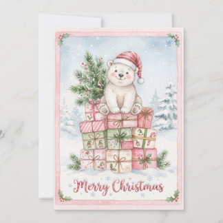 God Jul Söt Isbjörn Julkort