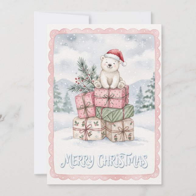 God Jul Söt Isbjörn Julkort (Framsida)
