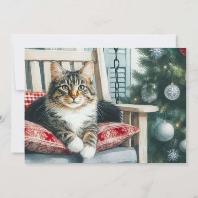 God Jul Söt Katt  Julkort (Framsida)