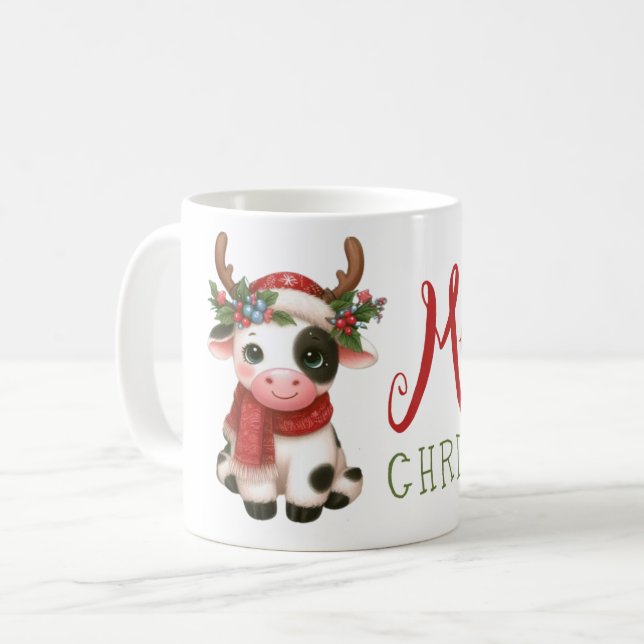 God jul söt ko  kaffemugg (Framsida vänster)