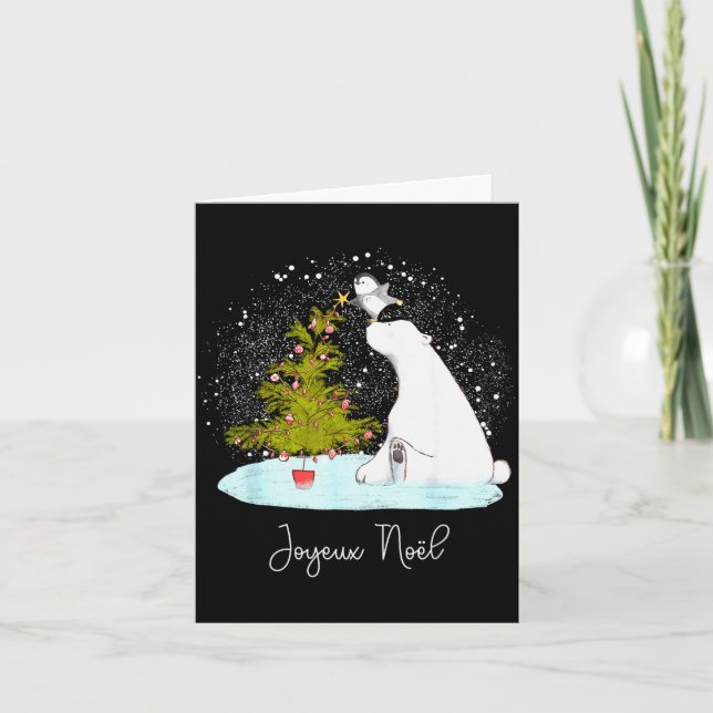 God Jul - Söt Lar Björn Pingvin Jul  Kort (Framsida)