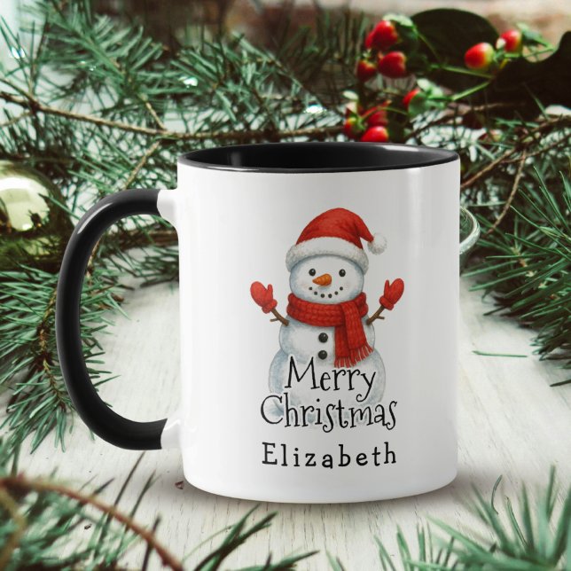 God Jul Söt Lycklig Snöman Barn Vinter Kaffemugg (Skapare uppladdad)