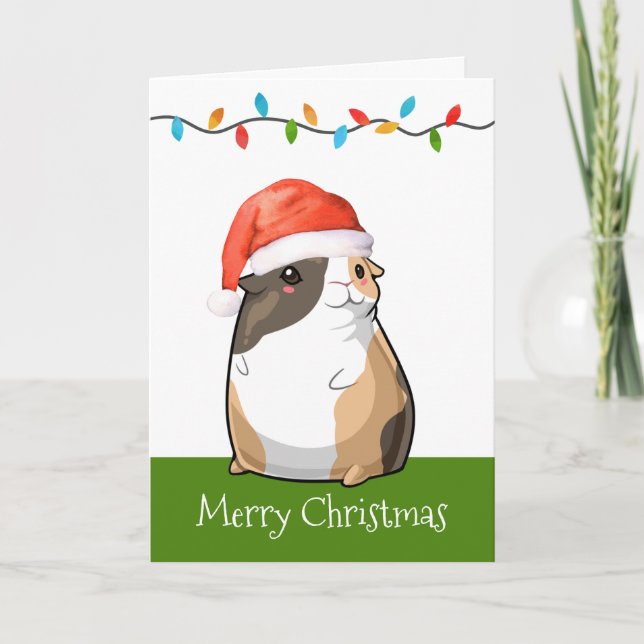 God Jul Söt Marsvin Tomte Helgkort (Framsida)