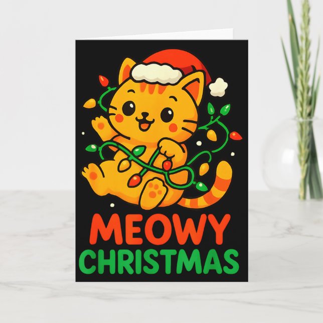 God jul söt orange tabbykatt  kort (Framsida)