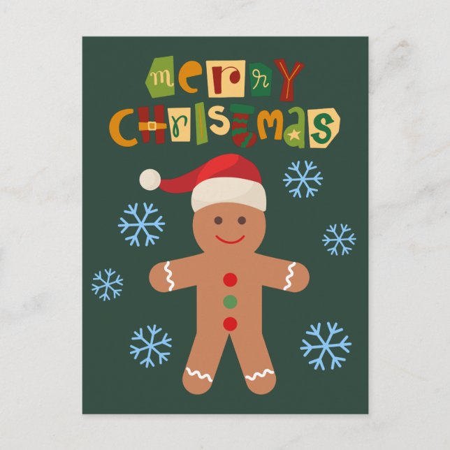 God Jul Söt Pepparkaksgubbe Helg Vykort (Framsida)