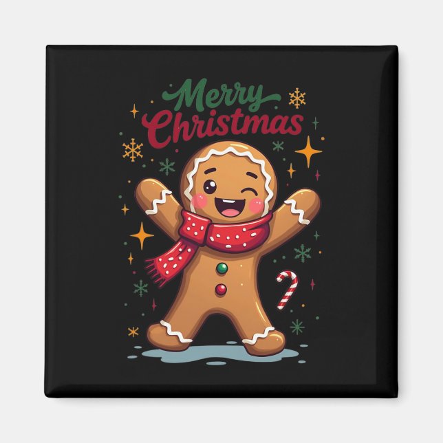 God Jul Söt Pepparkaksgubbe Julfirande Magnet (Framsidan)