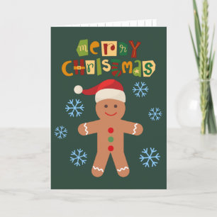 God Jul Söt Pepparkaksgubbe Julkort Helgkort