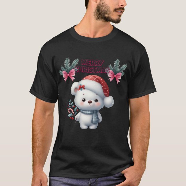 God jul söt polar björn t shirt (Framsida)