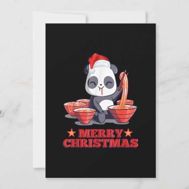 God Jul Söt Ramen-Panda Japanska Nudlar Julkort (Framsida)