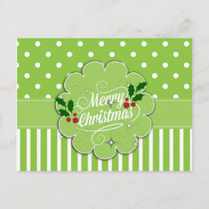God jul, söt rand och polka dots vykort
