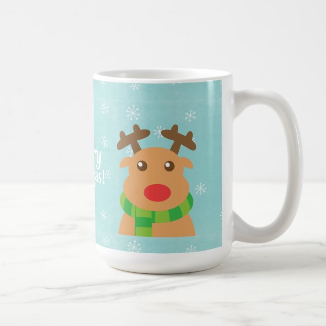 God Jul - Söt Ren med Röd Nosa Kaffemugg (Höger)
