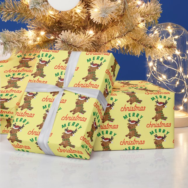 God Jul Söt Ren Mönster Presentpapper (Helgdagar)