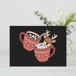 God Jul Söt Renfamilj Julkaffe Julkort