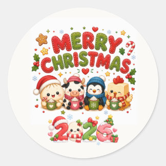 God Jul Söt Runt Klistermärke