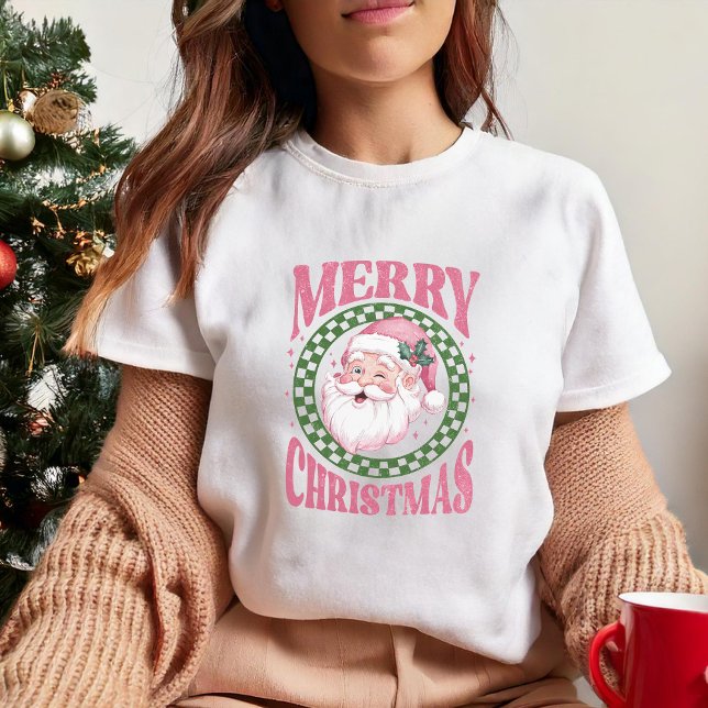 God jul söt Santa Rosa retro glitter T Shirt (Skapare uppladdad)