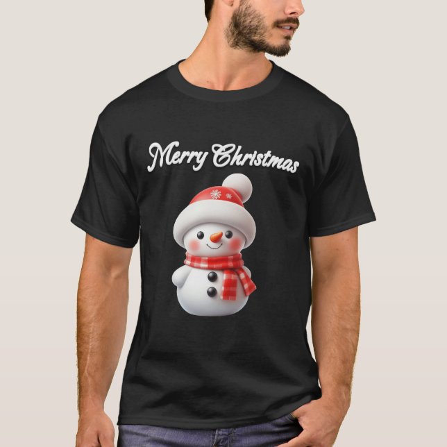 God jul söt snöman t shirt (Framsida)