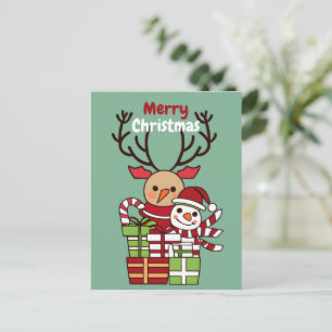 God jul söt tecknad renare snögubbe-gåva vykort