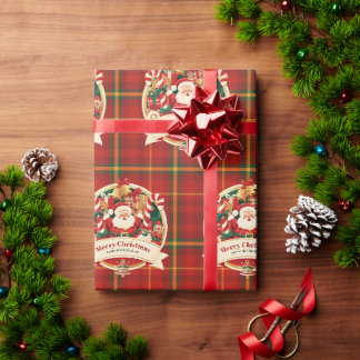 God Jul Söt Tomte Röd Plaid Anpassat Namn Presentpapper