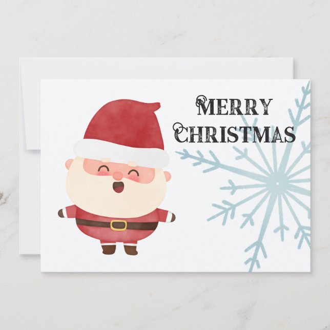 God Jul Söt Vattenfärg Tomte Julkort (Framsida)