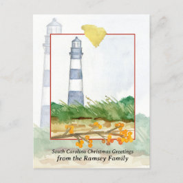 God jul South Carolina Morris Lighthouse Helg Vykort