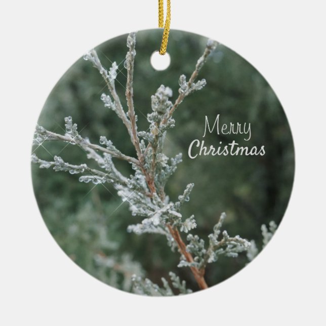 God jul Sparkling Juniper Ceramic Ornament (Framsidan)