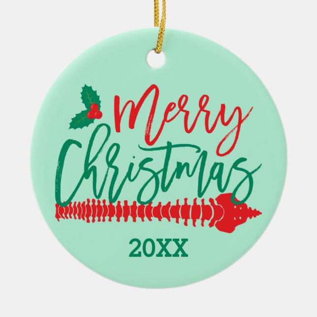 god jul Spine Holly Chiropraktic Julgransprydnad Keramik (Framsidan)